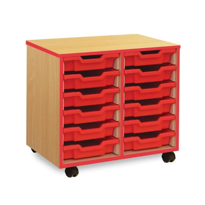 Tray Unit Coloured Edge 12 Shallow Tray Unit